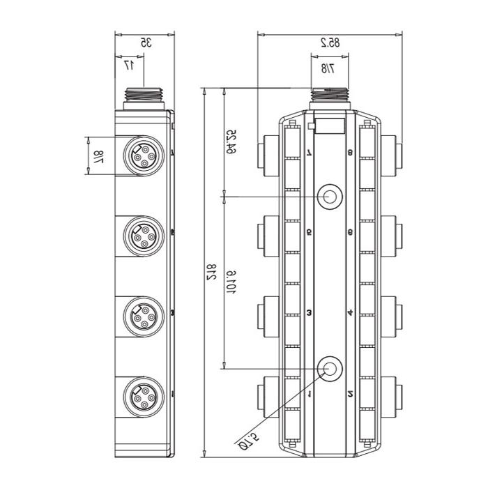 7/8”interface、4 Pin、8 Port、Power junction box、270481